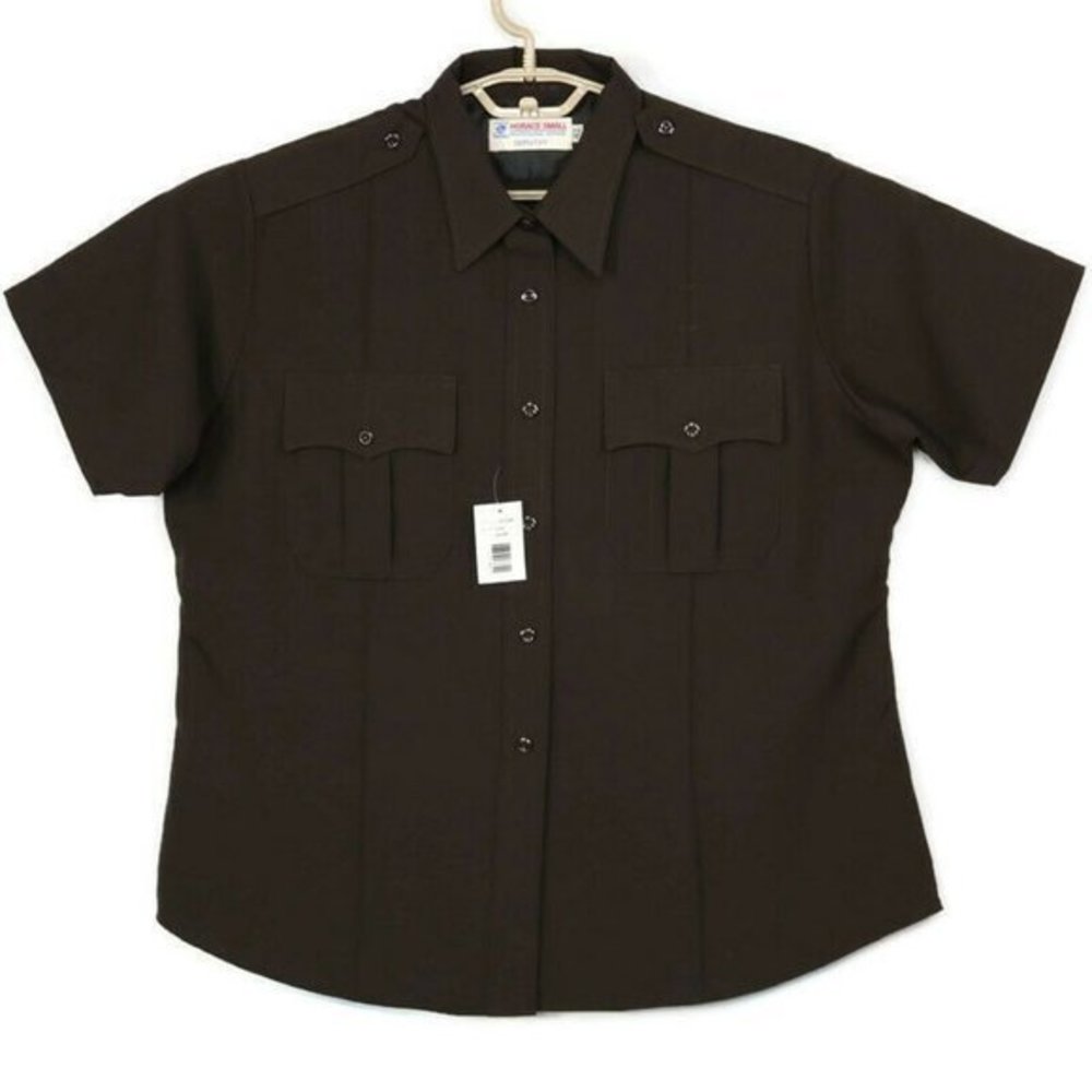 Horace Small Uniform Work Shirt Police Deputy Brown‎ Short Sleeve Size 42 XL